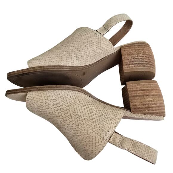 Block Heel Slingback Mule Lucky Brand Jaila Size 9 Sandals Beige Leather Reptile - Picture 12 of 12